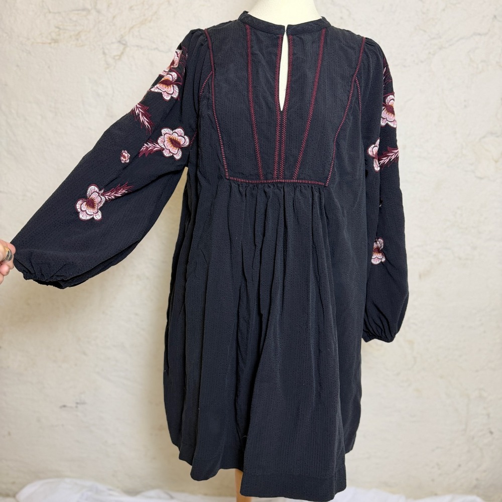 Scotch & Soda Oversized Peasant Dress Size S Tencel Balloon Sleeve Embroidered